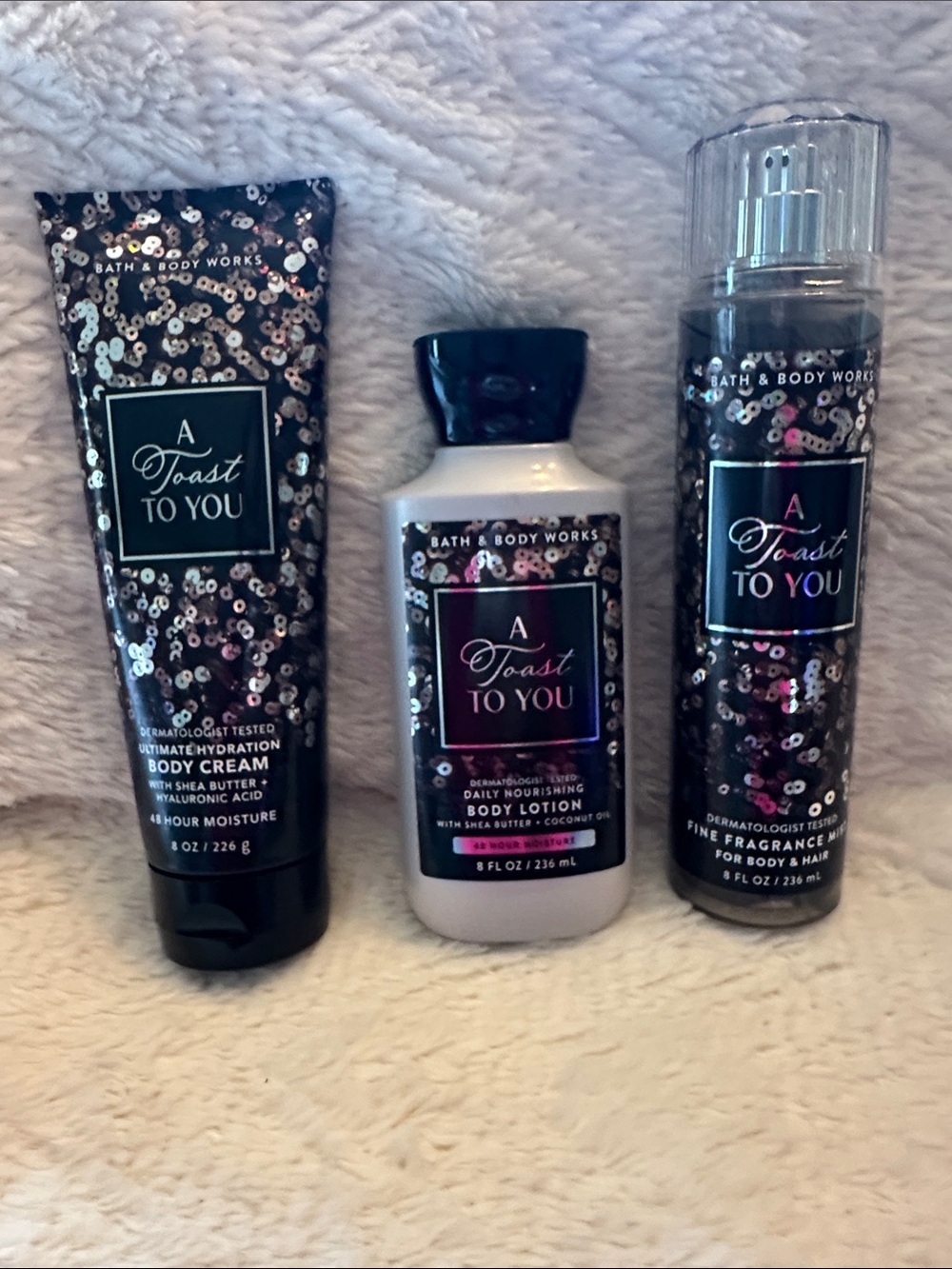 Bath & Body Works A Toast To You Sequin Body Care Trio​ NEW